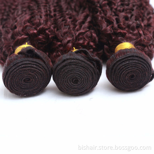 Top Quality 8A 9A 10A 99J Red Kinky Curly Bundles With Closure 4x4 Brazilian Human Hair Weave With Closure Remy Hair Extension